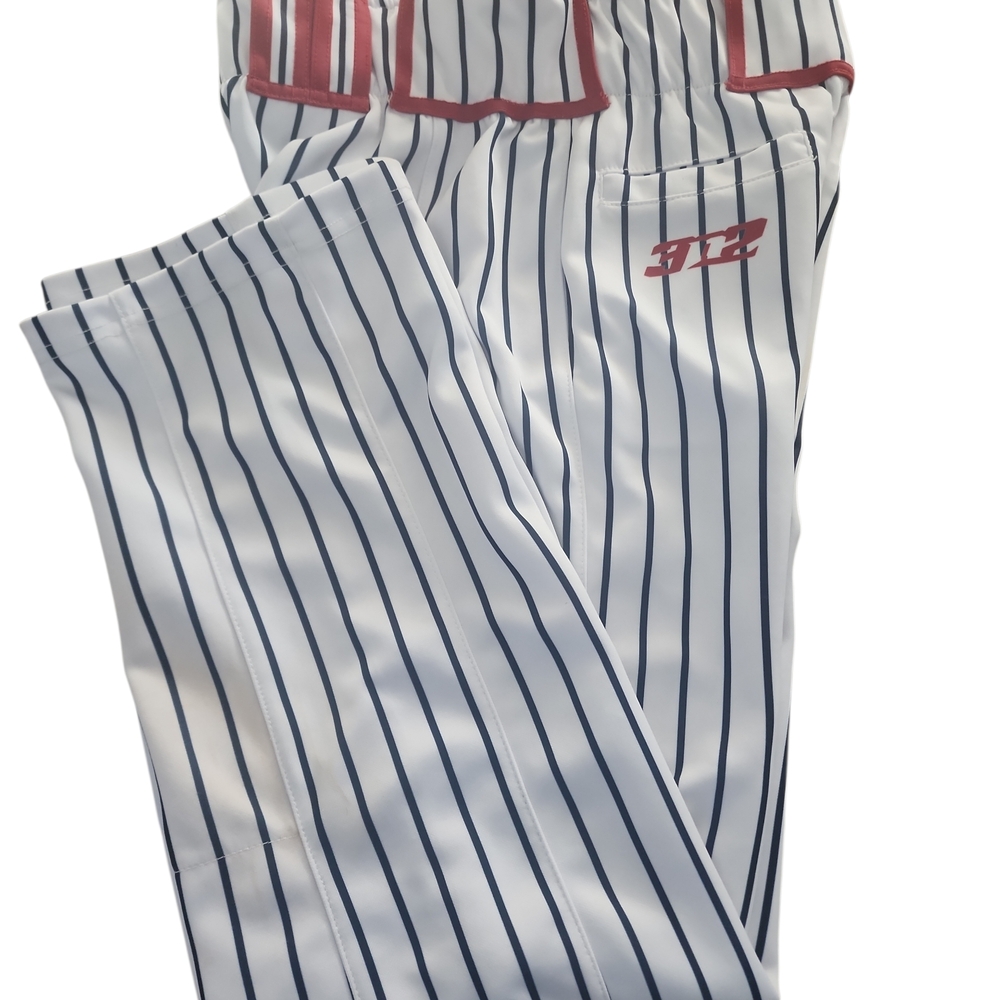 Men's 3N2 Baseball Pants. White W/Blue Pinstripes Size XS-S
